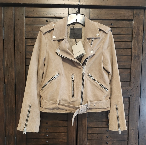 !EXCELLENT DEAL! All Saints SUEDE biker jacket....GORGEOUS - Picture 6 of 10